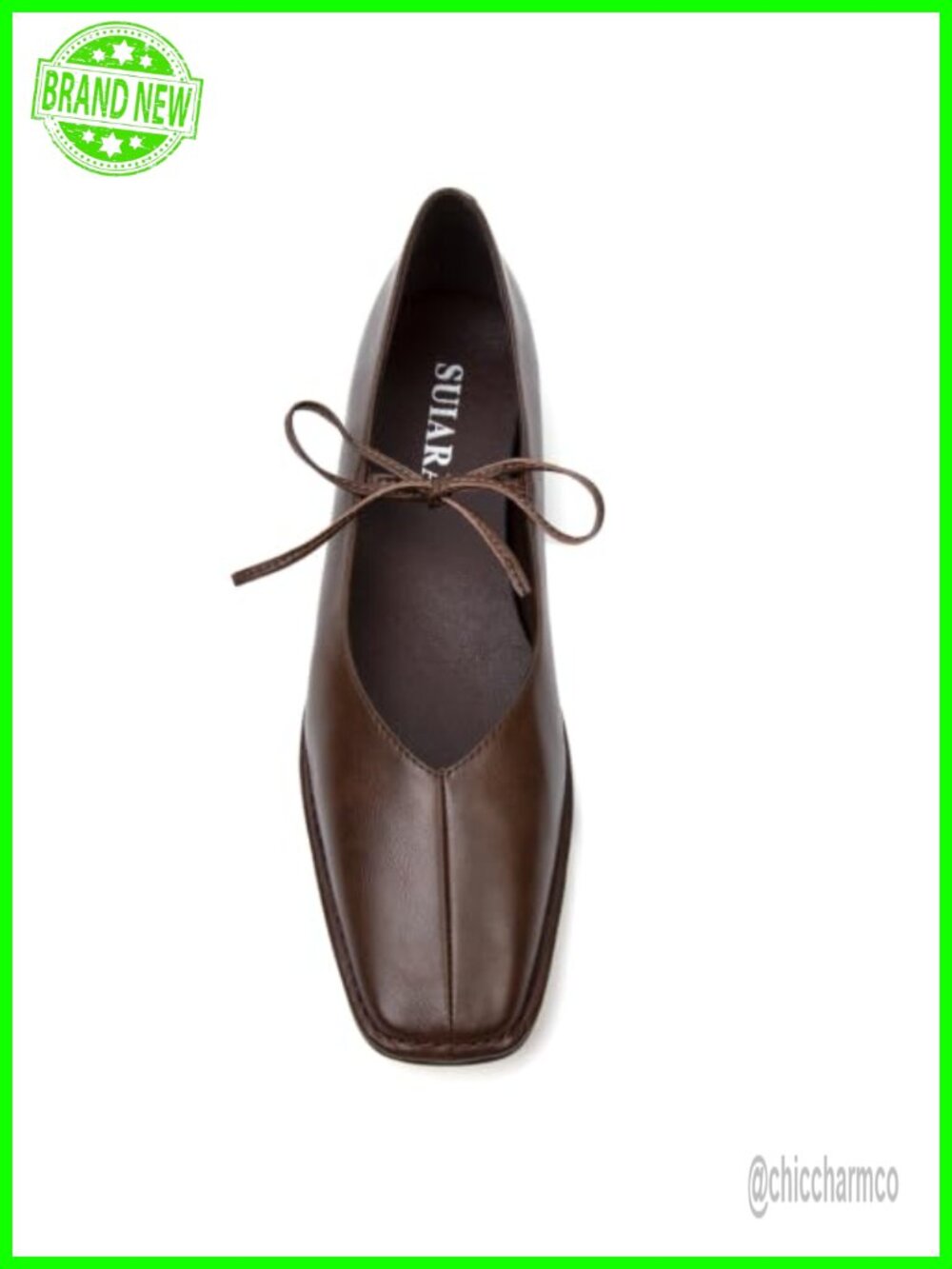 Lace Up Ballet Flats Women Square Toe Mary Jane Bow Slip On Comfortable Faux